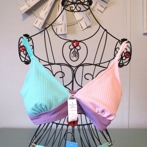 NWT Cupshe Colorblock V-Neck Textured Bikini Size‎ Small - Picture 4 of 8